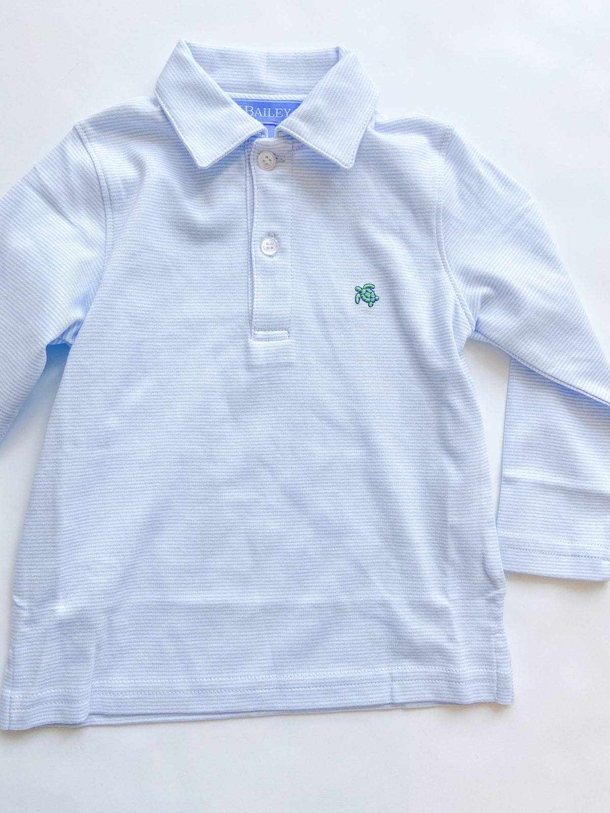 Long Sleeve Striped Polo Blue/White - Toddler Boys