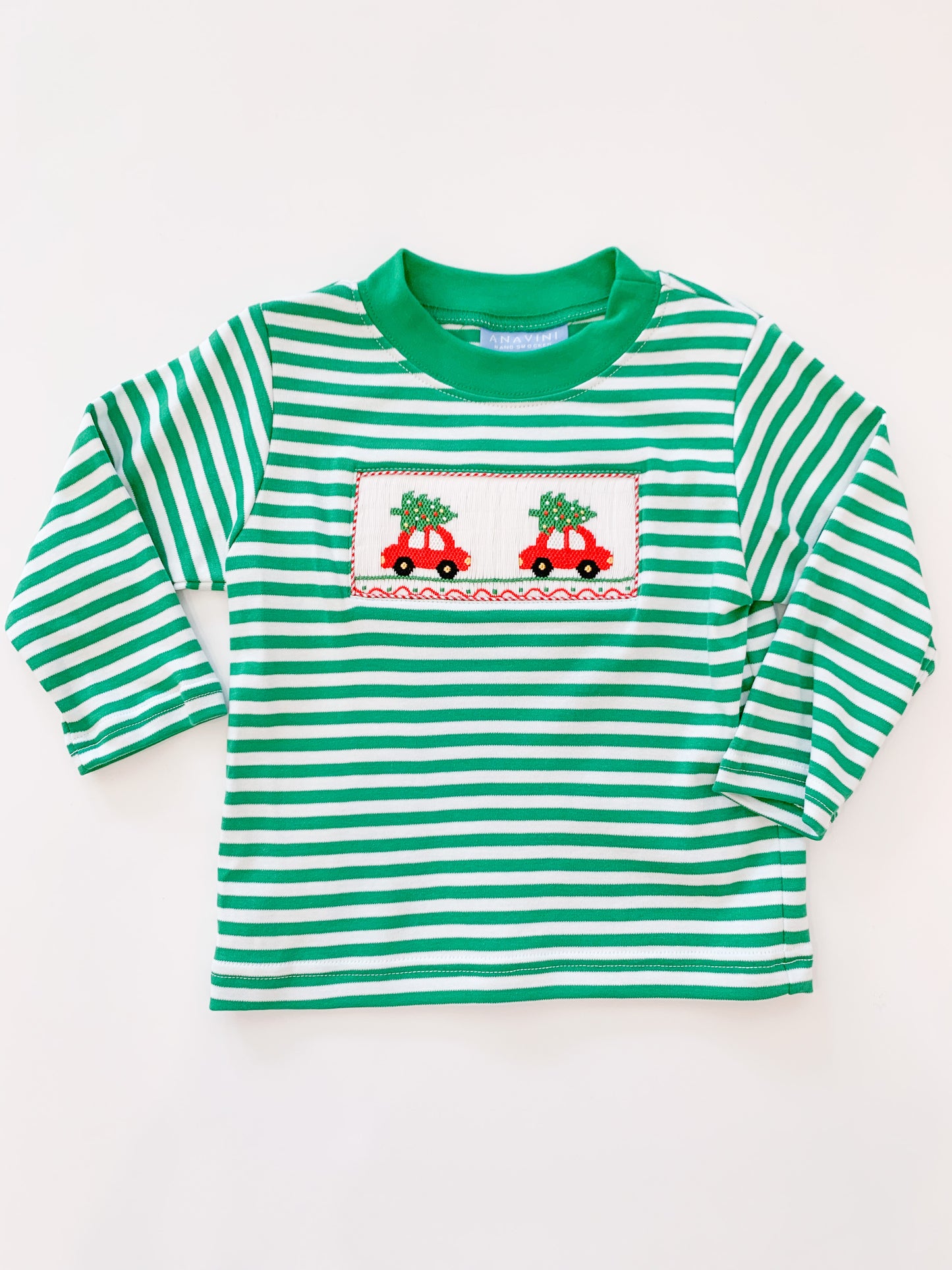 Car with Christmas Dress Smocked T-Shirt