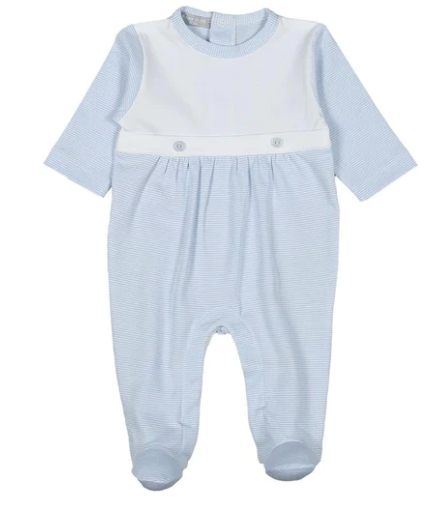 Blue Stripes Two Button Pima Footie