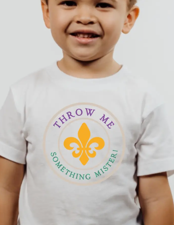 Mardi Gras Toddler Tee Throw Me Something Mister