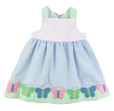 Seersucker Dress With Butterflies 4542