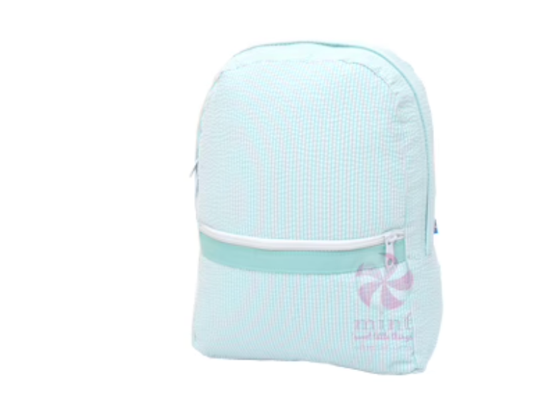 Medium Seersucker Backpack - mint