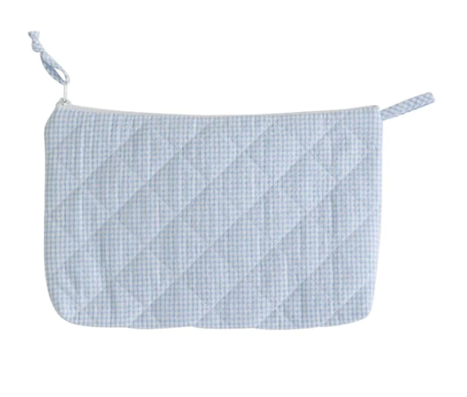 Quilted Luggage Cosmetic - Light Blue