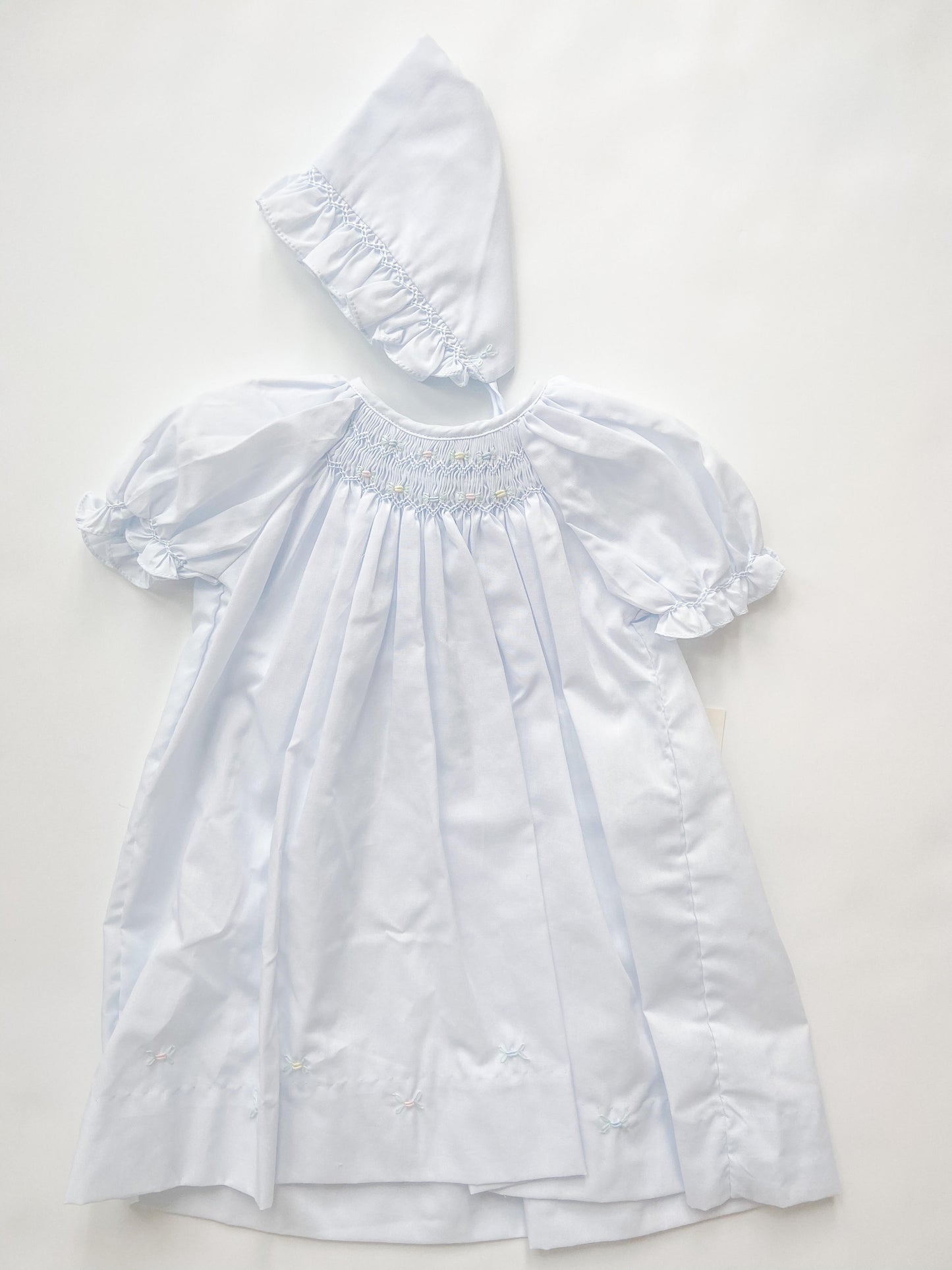 Smocked Blue Dress With Hat - Infant