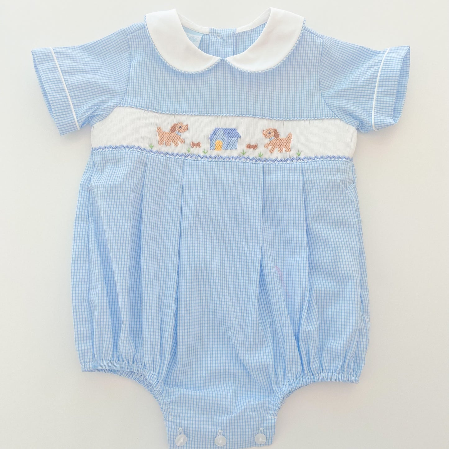 Puppies House Blue Check Bubble