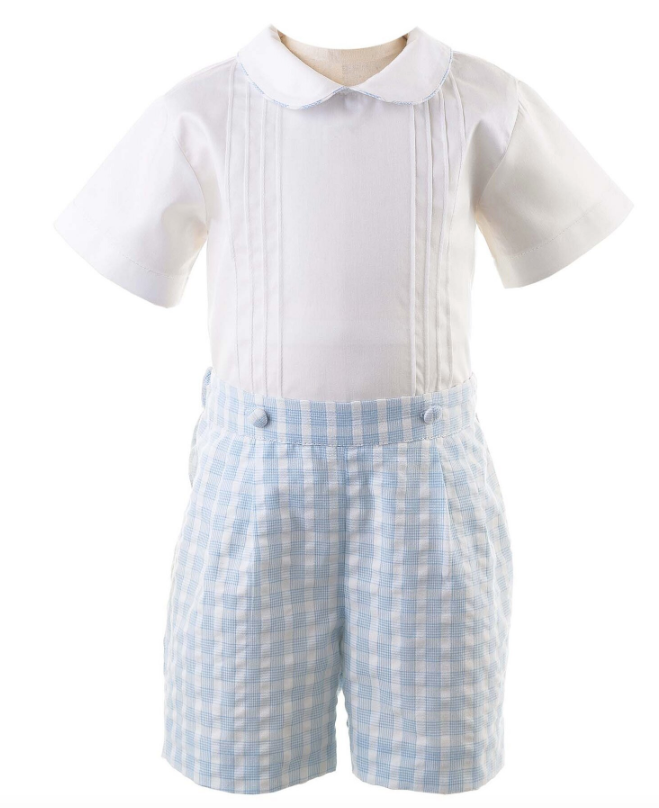 Pin Tuck Shirt & Checked Short Set