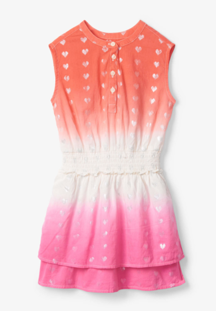 Two Tone Heart Smocked Waist Dress