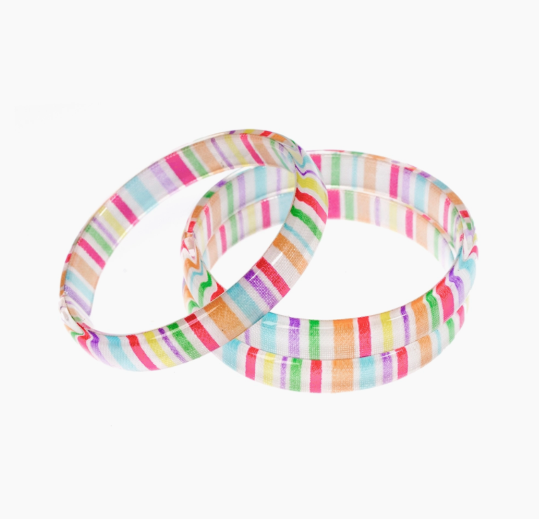 Colorful Stripe Bangle Bracelet Set of 3
