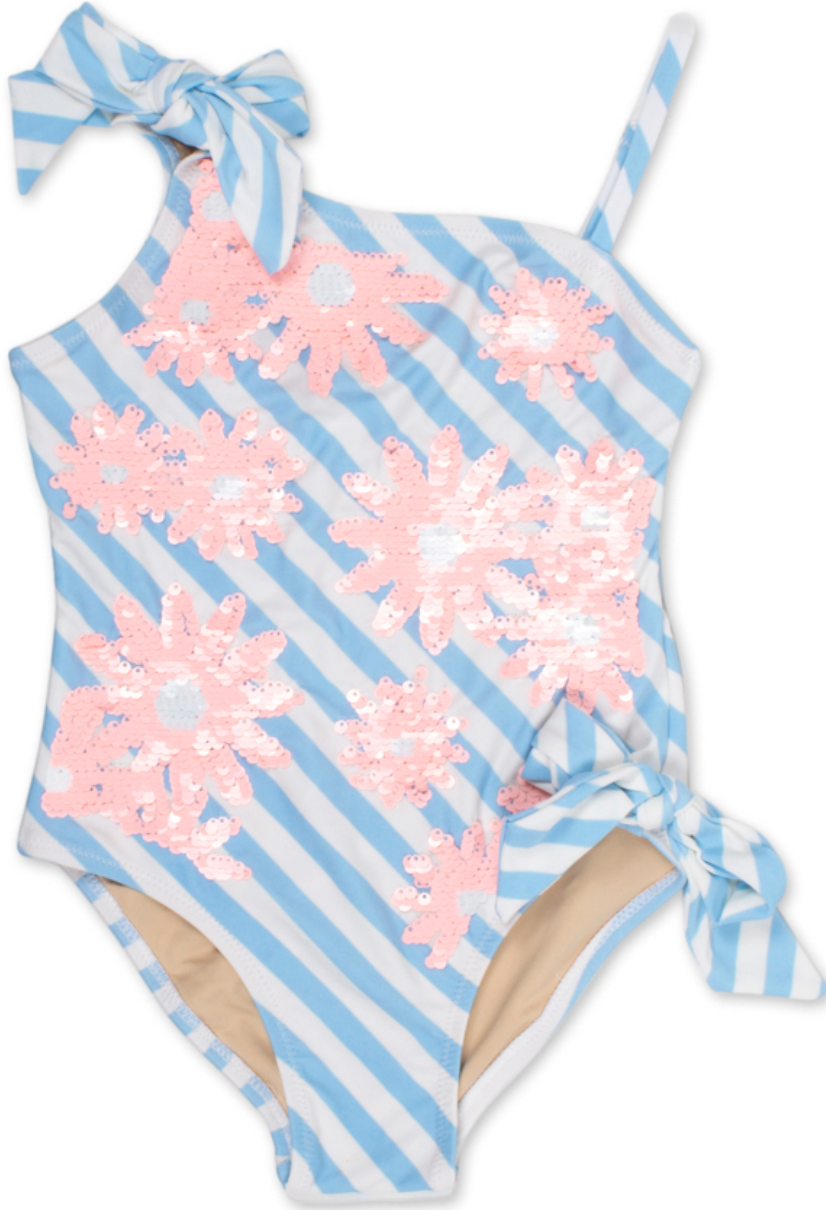 flip sequin 1 shoulder - daisy stripe
