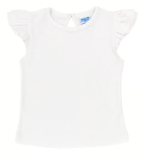 Ruffled Sleeve Tee White