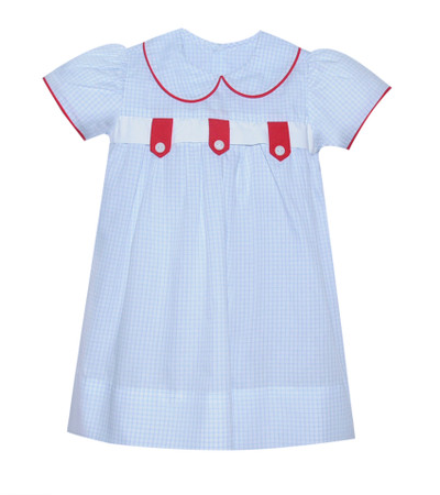 Blue Camden Dress w/ Red Tab