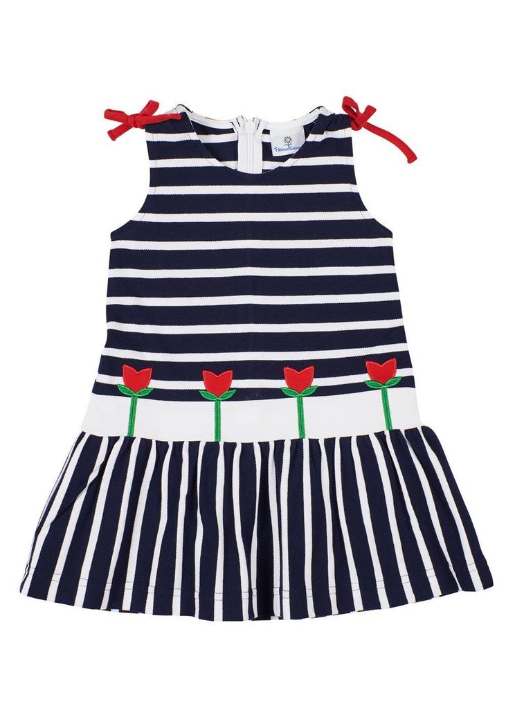 Knit Dress w Tulips-4-6 girls