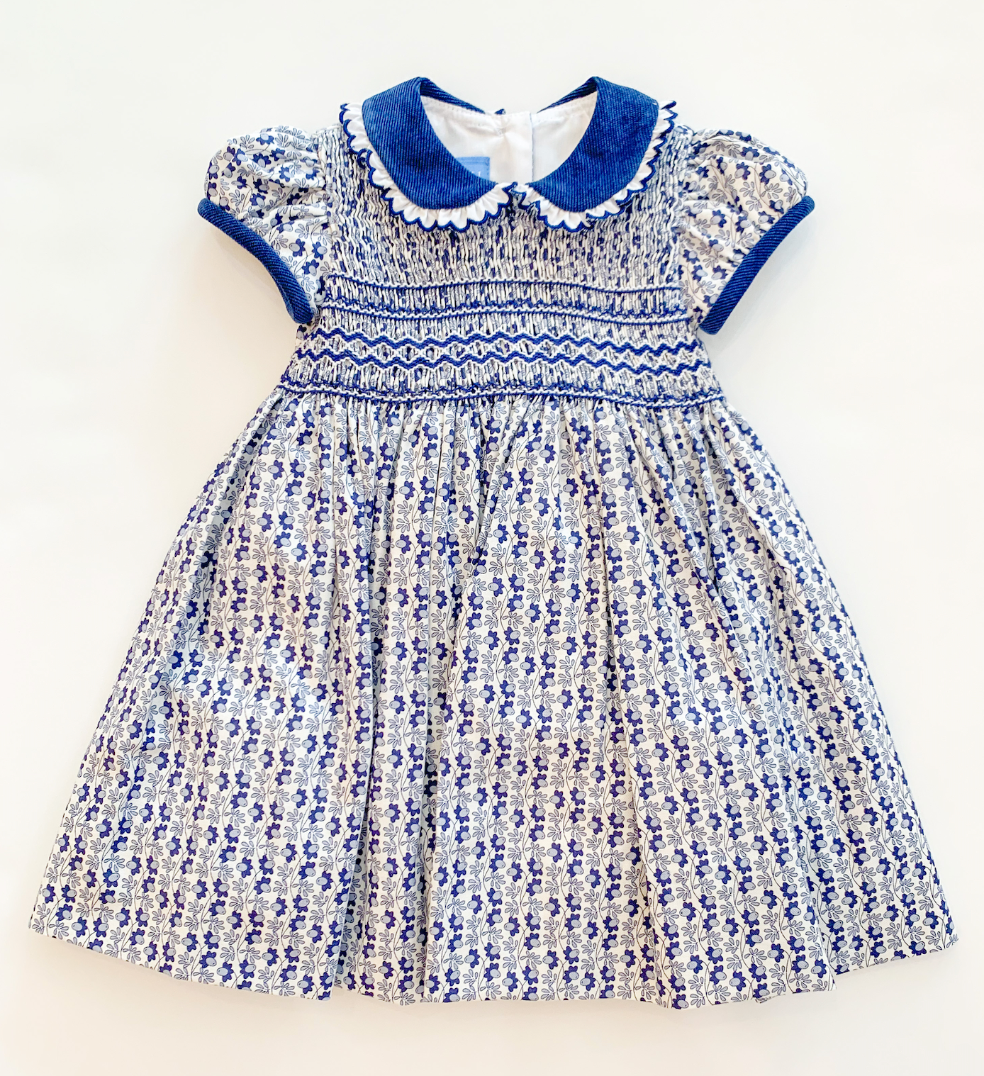 Dress with Collar Short Sleeve Blue Floral 224D