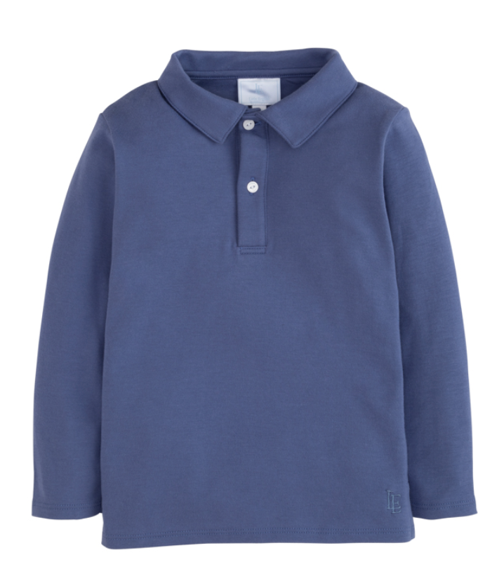 Long Sleeve Polo Grey Blue