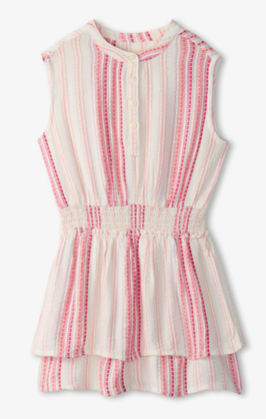 Ribbon Stripe Smocked Waist Dress
