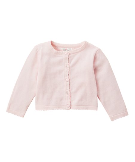 Girls Scalloped Edge Pink Cardigan