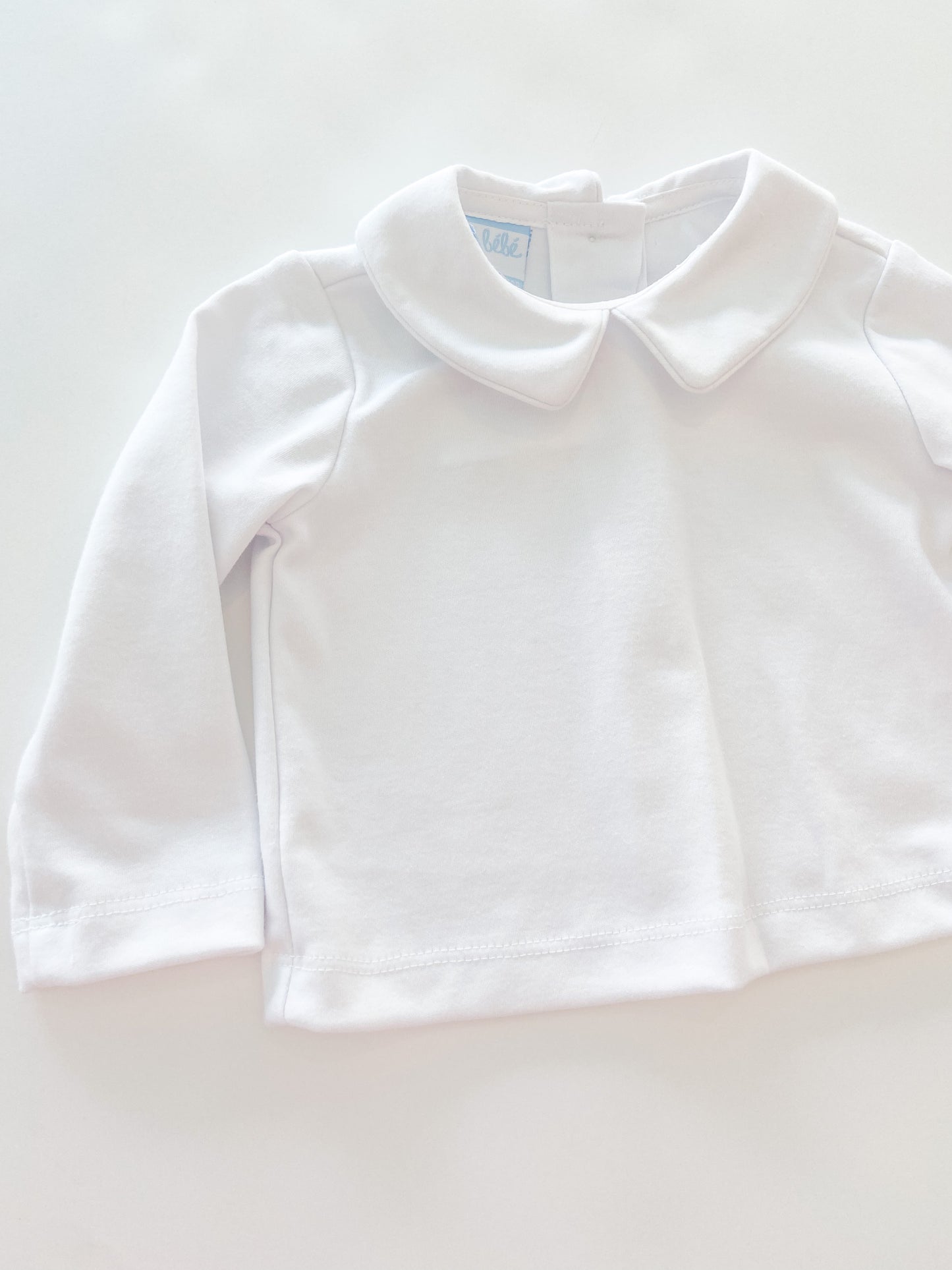 White Knit Peter Pan Long Sleeve Shirt