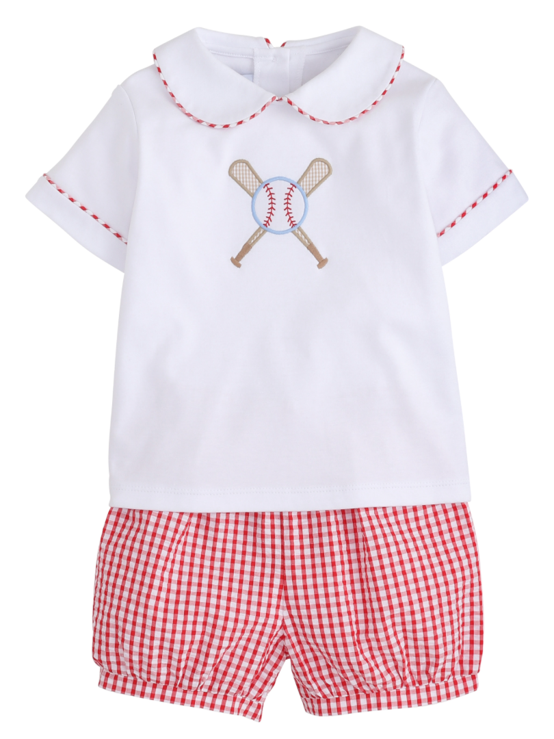 Applique Peter Pan Short Set - Baseball
