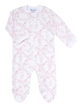 Bear Trellace Zipper Footie Pink