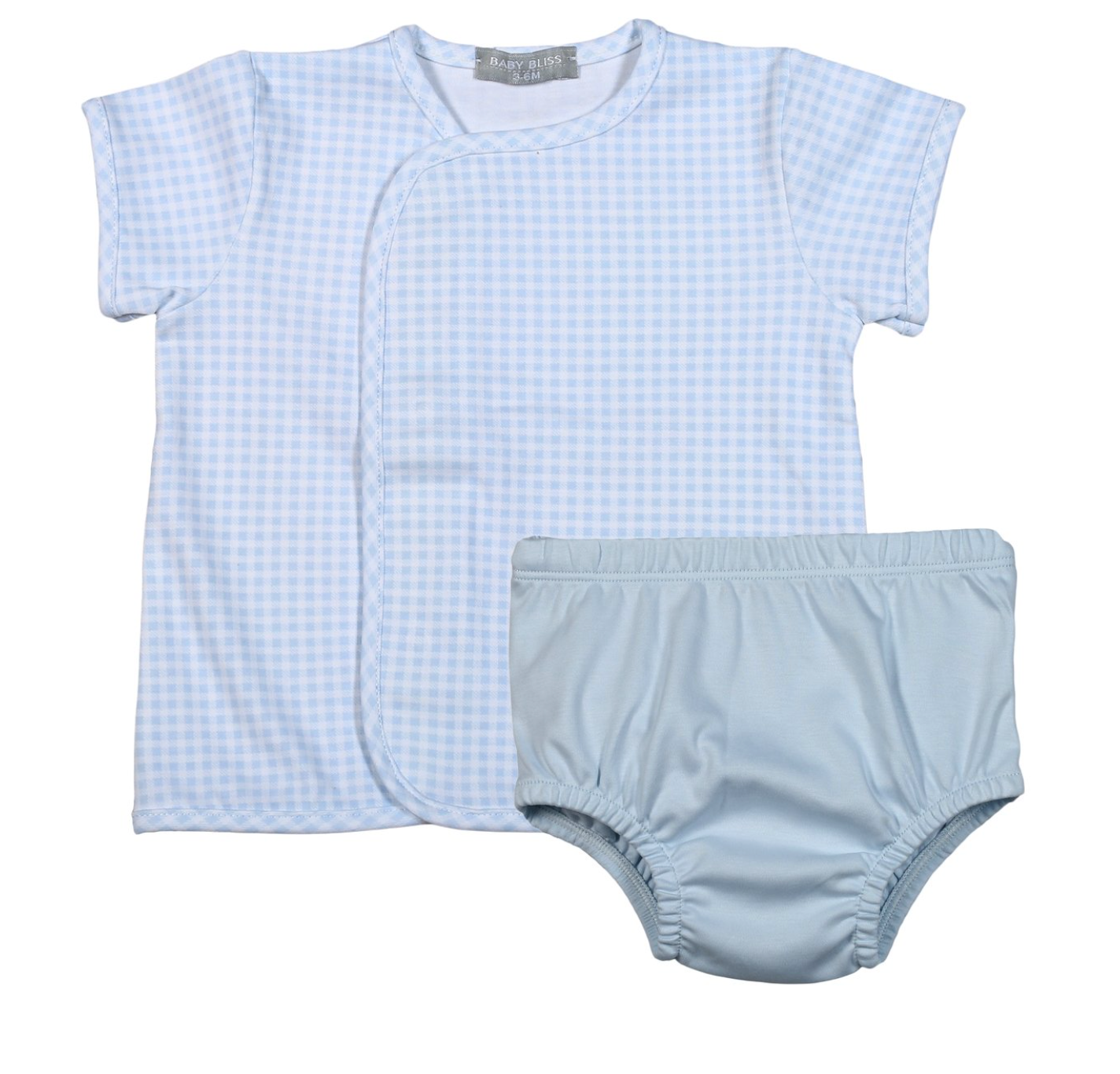 Blue Gingham Diaper Cover Set