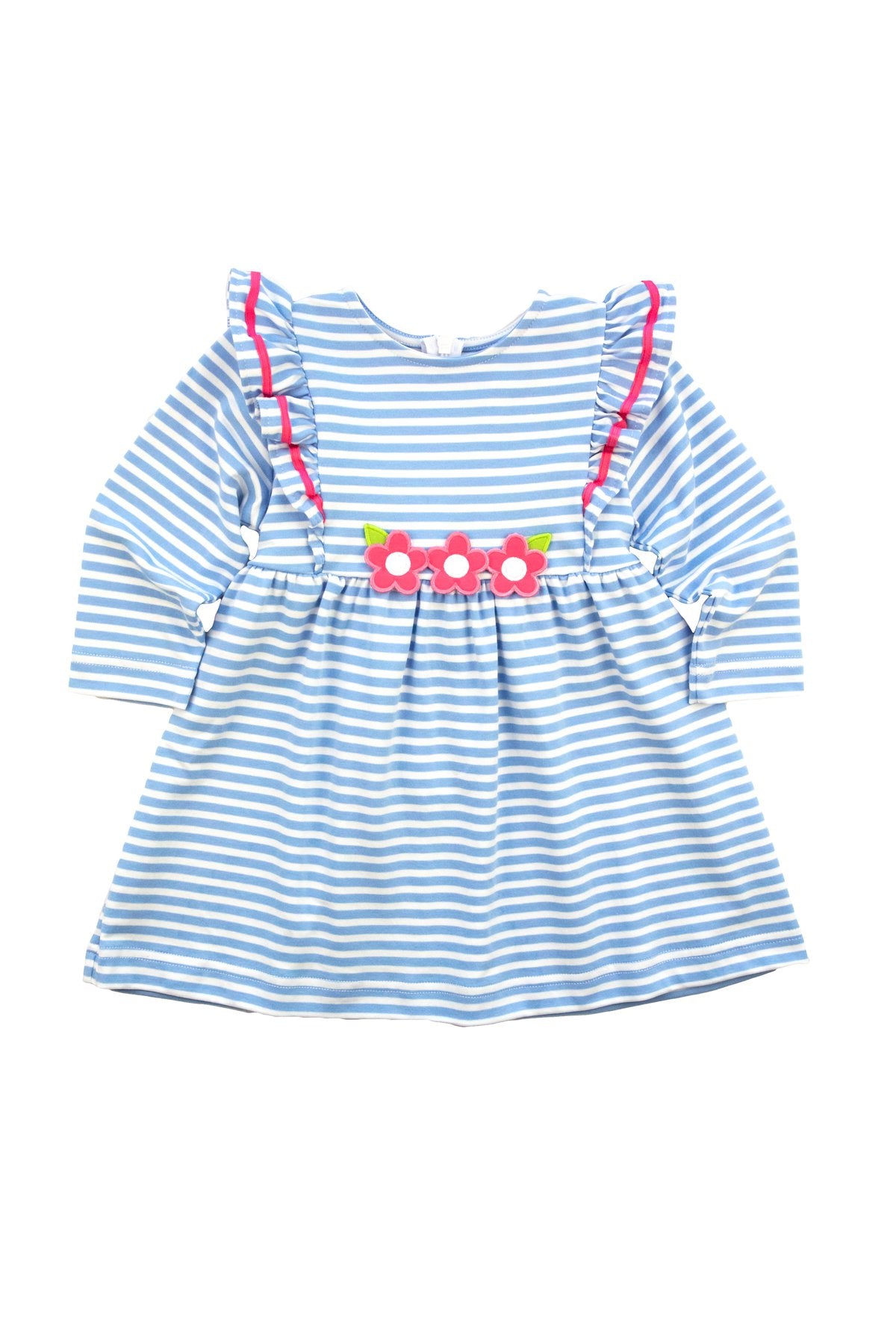 Blue Knit Dress With Pink Flowers
