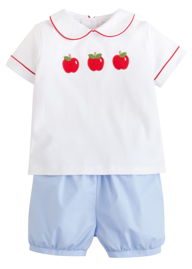 Apple Applique Peter Pan Short Set