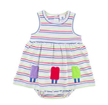 Lavender Icing - Stripe Knit Romper with Popsicles