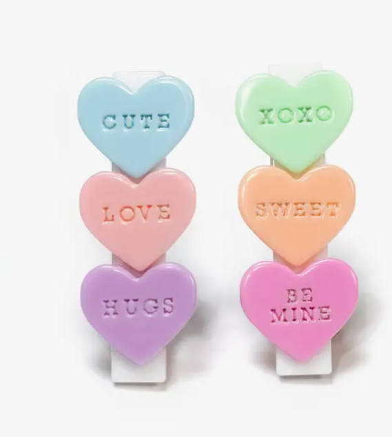 Valentine Multi Candy Heart Alligator Clips