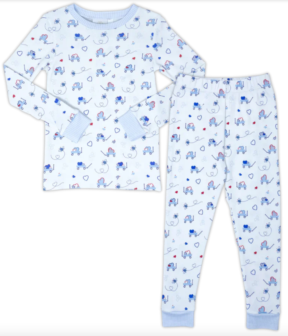 Sweet Pea PJ Set Wagon Heart Blue