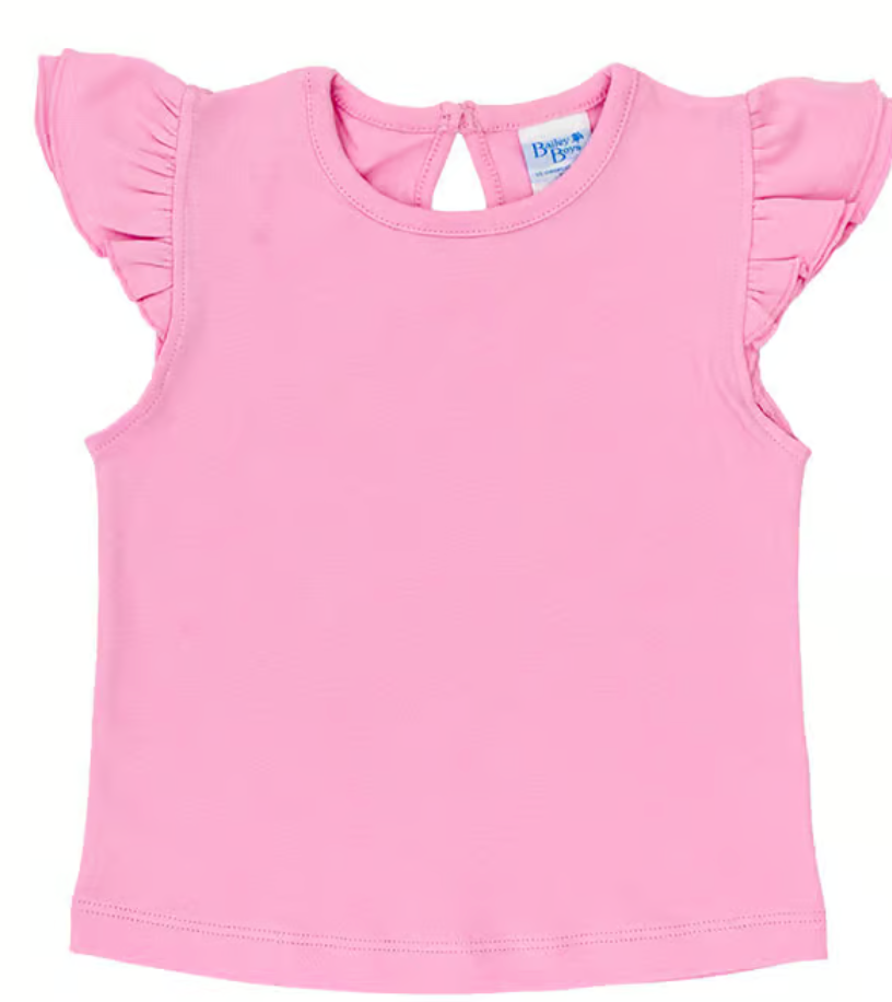 Ruffled Sleeve Tee Pink