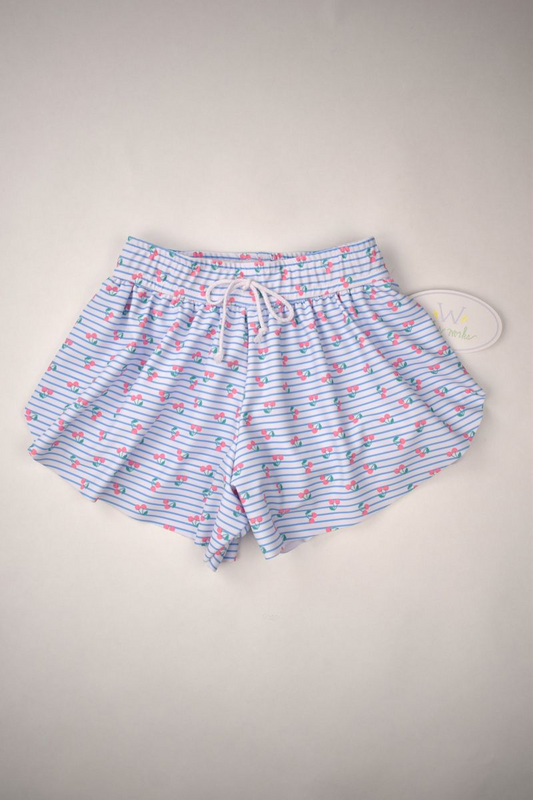Cherries Print Butterfly Shorts - Tween