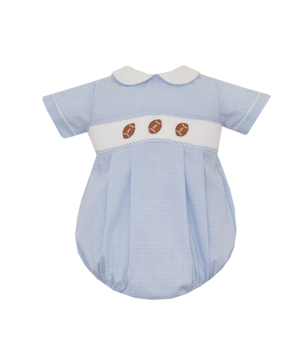 Football Boy's - Lt. Blue gingham Short Bubble S/S 124BB