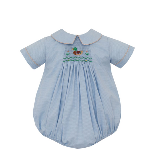 Mallard Duck Boy's - Lt. Blue Microcheck Short Bubble S/S 126BB