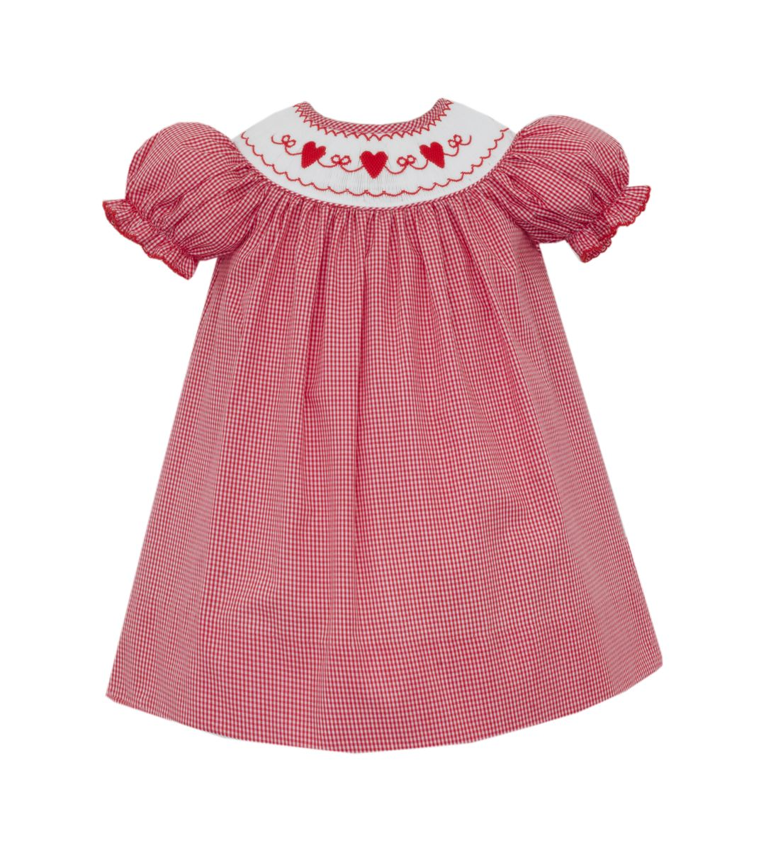 Valentine's Girl's - Red Gingham Bishop w/Insert S/S 147R