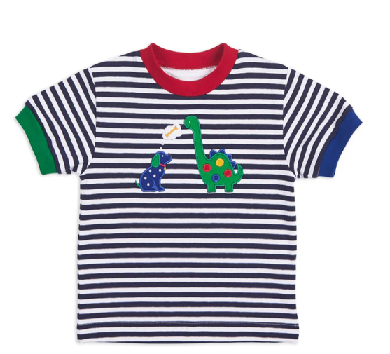 Cruise 25 - Stripe Knit Tshirt with Dog & Dino