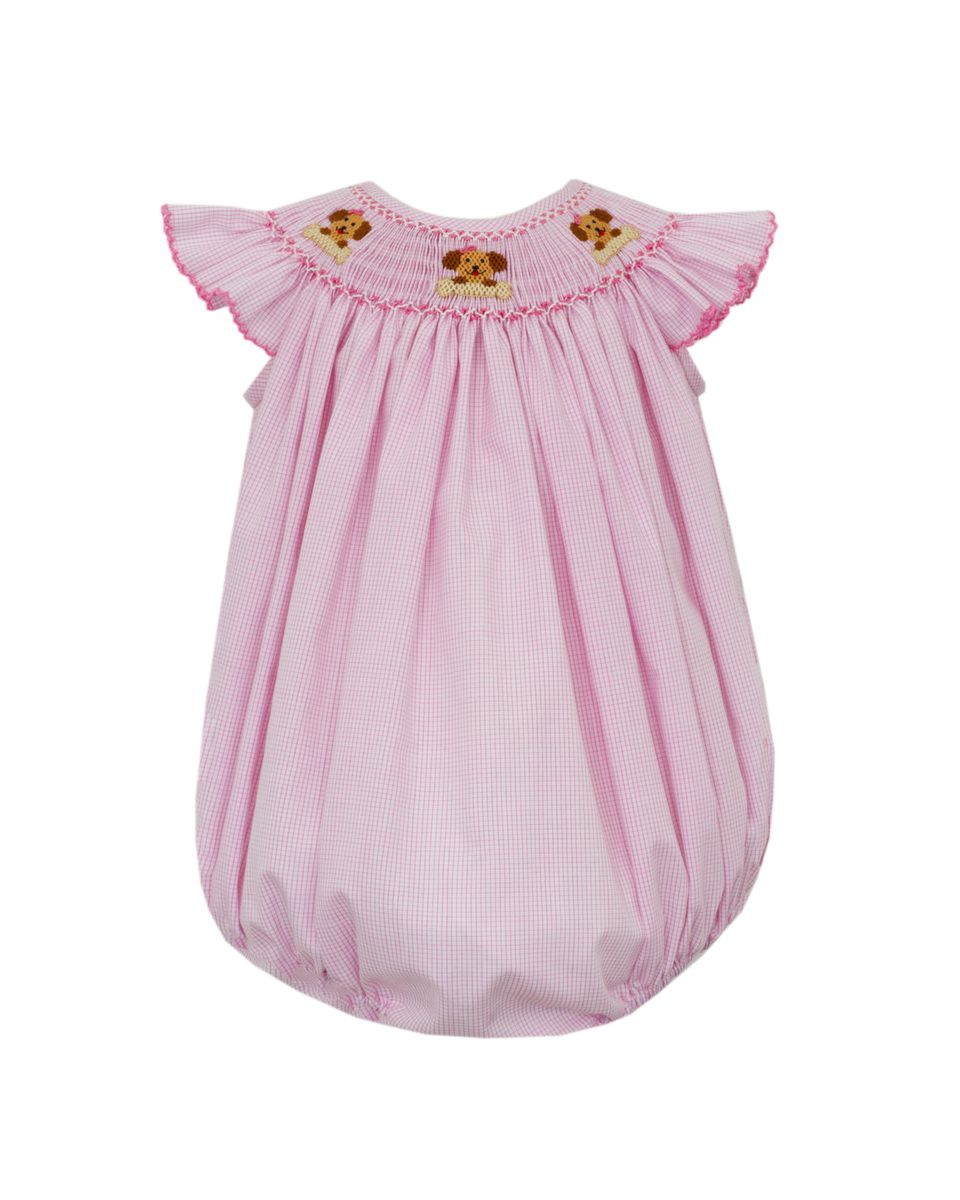 Puppy Face Girl's - Pink Check Angel Wing Bishop