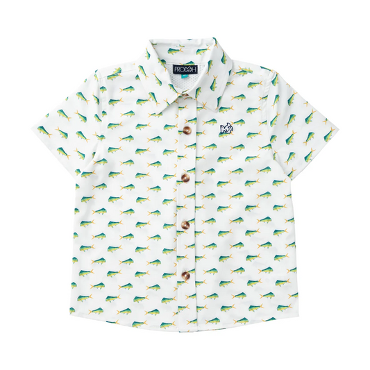 Short Sleeve Button Down Shirt - Mahi Mahi Print