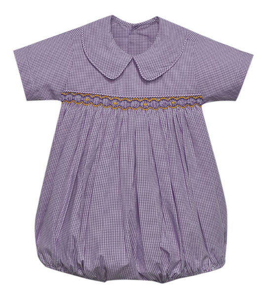 Tiger Purple/Gold Smocked Boy Bubble