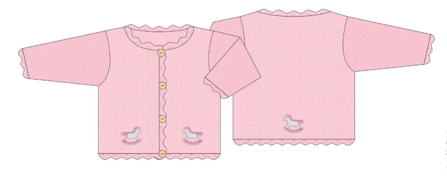 Crochet Cardigan - Pink Rocking Horse