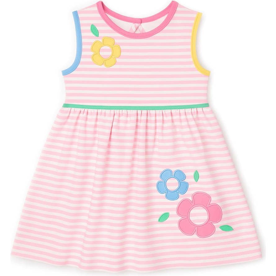 Stripe Knit Dress with Flowers C6276