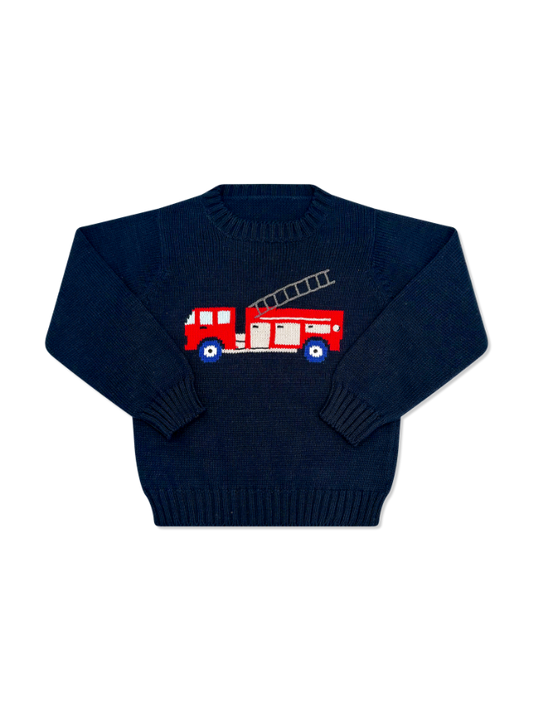 Cozy Up Sweater - Northshore Navy w/Firetruck
