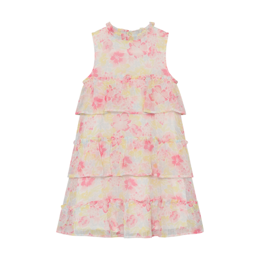 Dress NS AOP W. Lining - Bright White (Floral) - Tween