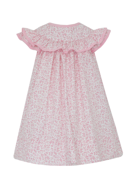 Pink Floral Sleeveless Float w/ Double Ruffles
