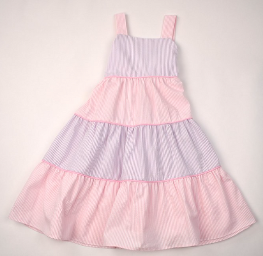 TIERED DRESS- PINK AND lavender 73860C