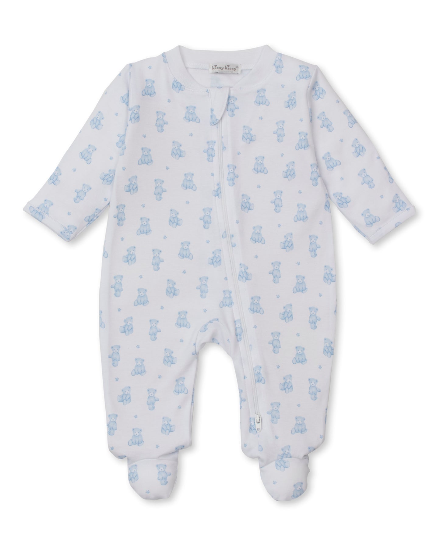 Lt. Blue Teddy Bears Footie w/Zipper