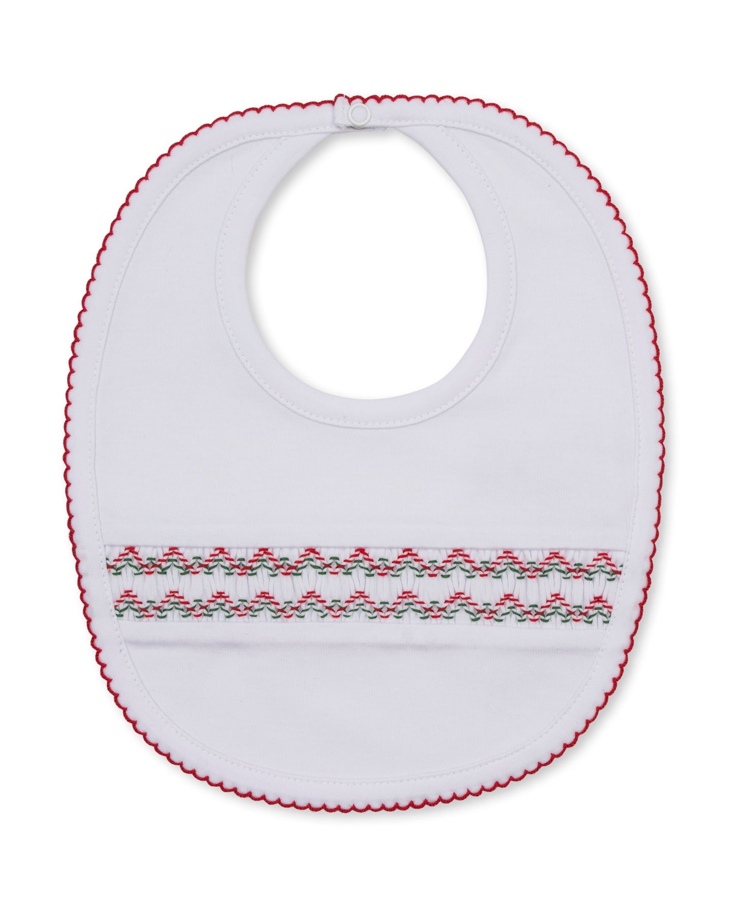 Bib w/Hand Smocking - White/Red CLB Holiday Medley 26