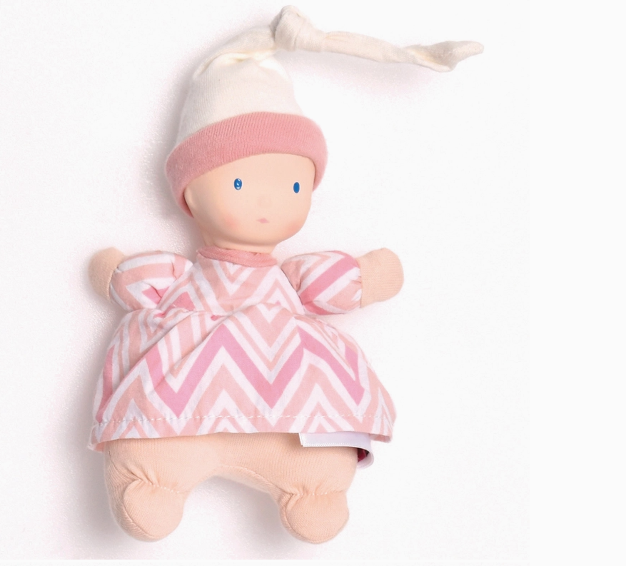 Precious Light Skin Rubber Doll chevron dress - Pink