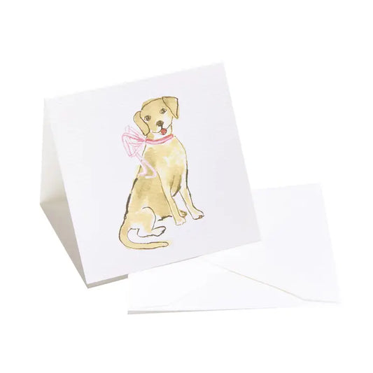 Yellow Puppy with Pink Bow Enclosure Card