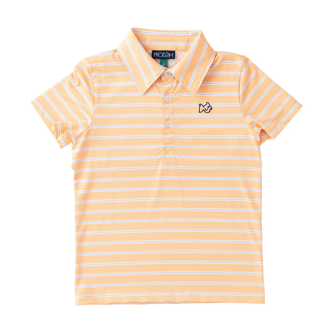 Short Sleeve Pro Performance Polo - Orange Chiffon Stripe