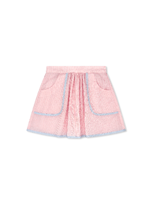 Isabella Skirt - Baby Pink Minigingham w/ Blue - Tween